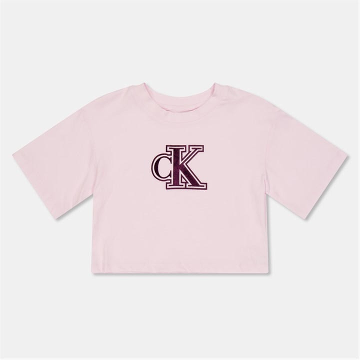 Calvin Klein Jeans Girls Pink Kids' Velvet Boxy T-Shirt in Size 14 - 16 Years, Sports Direct