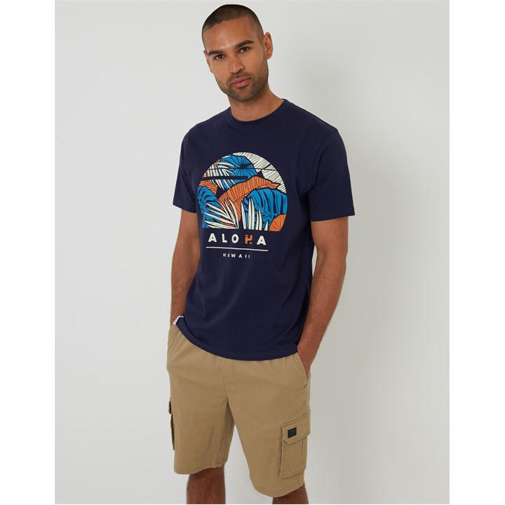 Threadbare Men's Blue Tee Darwall Medium
