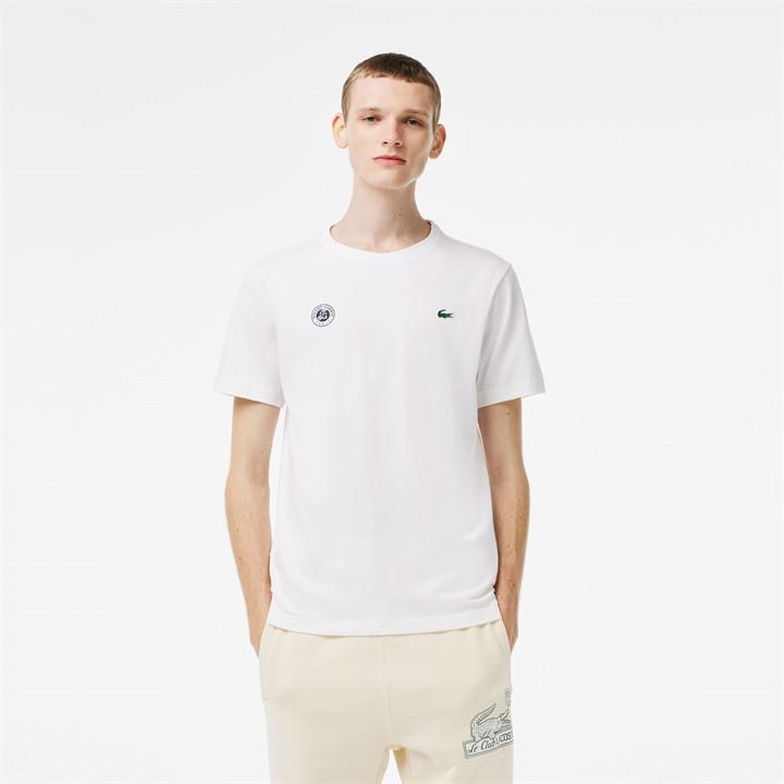 Lacoste Men's White Garros Short-Sleeve Regular Fit T-Shirt in Size XS, Sports Direct