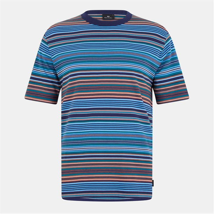 Ps Paul Smith Men' Blue Stripe T-Shirt in Size S, Sports Direct