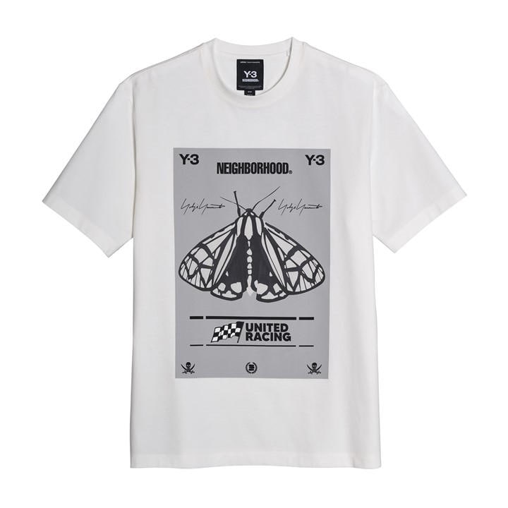 Y3 Men's White X Neighborhood Moth Graphic T-Shirt in Size M, Sports Direct