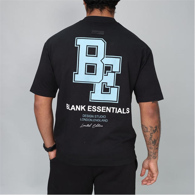 Black - Blank Essentials - Men's Collegiate Oversized T-Shirt