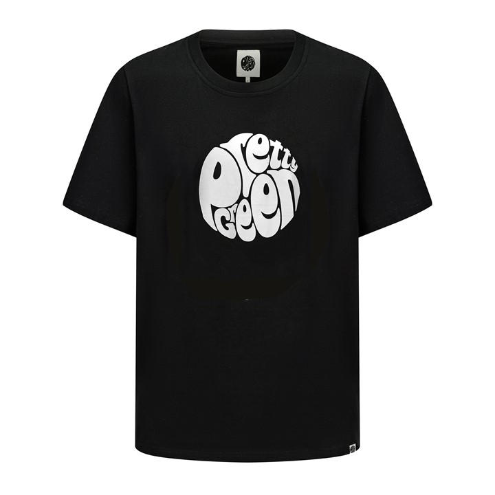 Pretty Green Men' Black Large Logo Tee in Size S, Sports Direct
