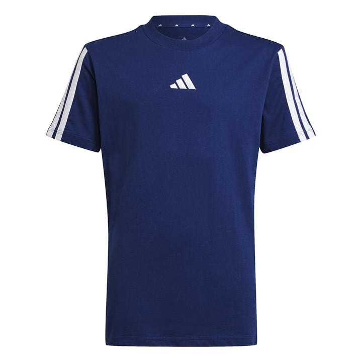 Adidas Kids Blue 3 Stripe Essentials T-Shirt in Size 7 - 8 Years, Sports Direct