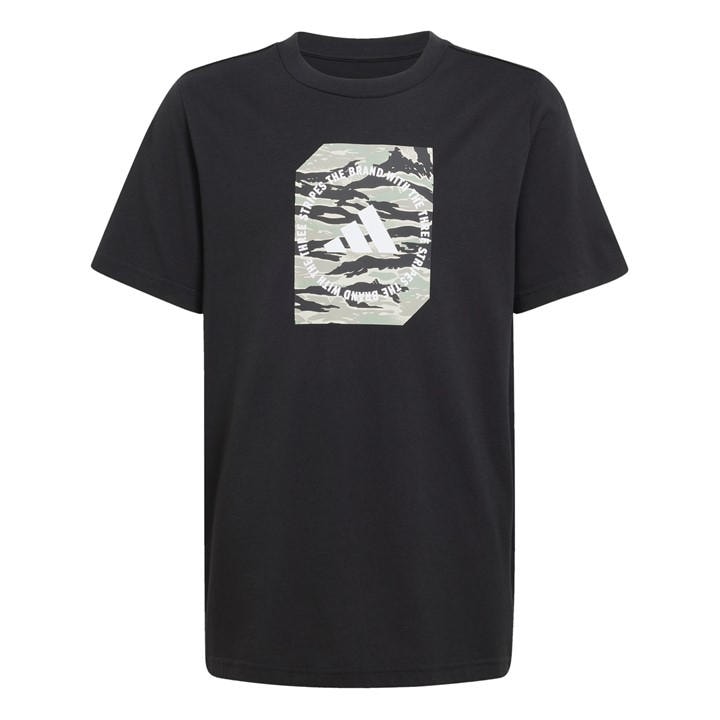 Adidas  Kids Black Logo T Shirt  in Size 11 - 12 Years, Sports Direct