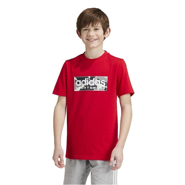 Adidas  Kids Red Logo T Shirt  in Size 11 - 12 Years, Sports Direct