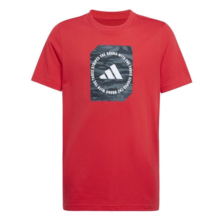 Adidas  Kids Red Logo T Shirt  in Size 7 - 8 Years, Sports Direct