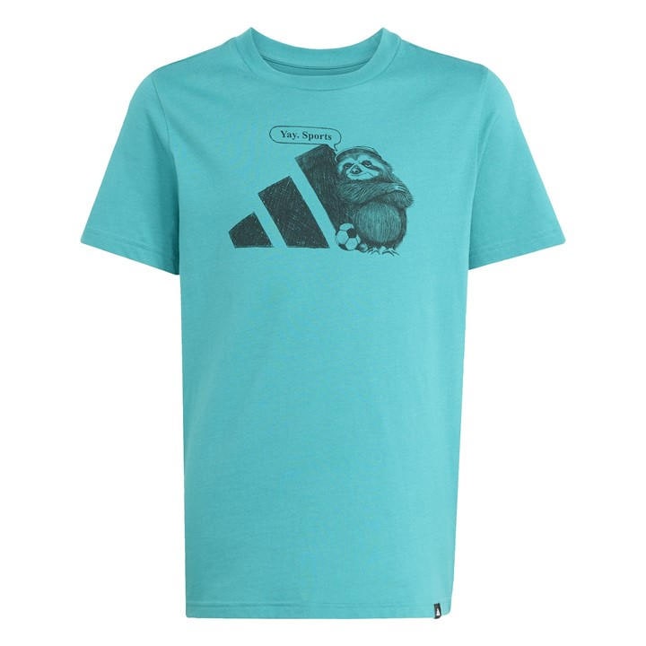 Adidas  Kids Green Logo T Shirt  in Size 11 - 12 Years, Sports Direct
