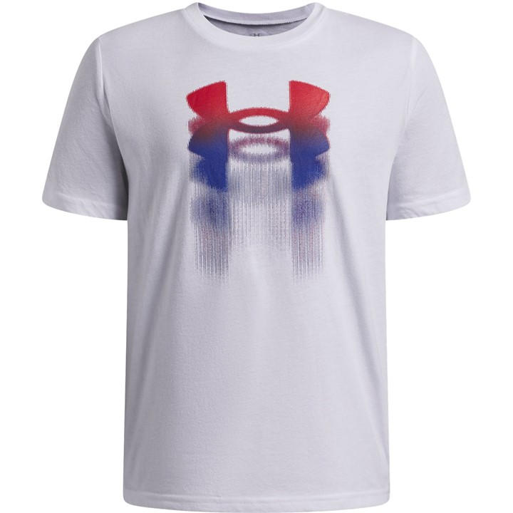 Under Armour Boys White Ua Logo Blur Short Sleeve in Size 9 - 10 Years, Sports Direct