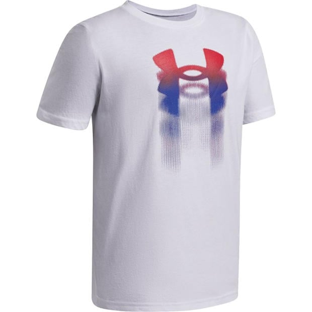 White/Red - Under Armour - UA Logo Blur Boys Short Sleeve