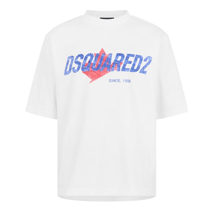 Dsquared2 Men's White Dsq 1995 Oversized T-Shirt in Size L, Sports Direct