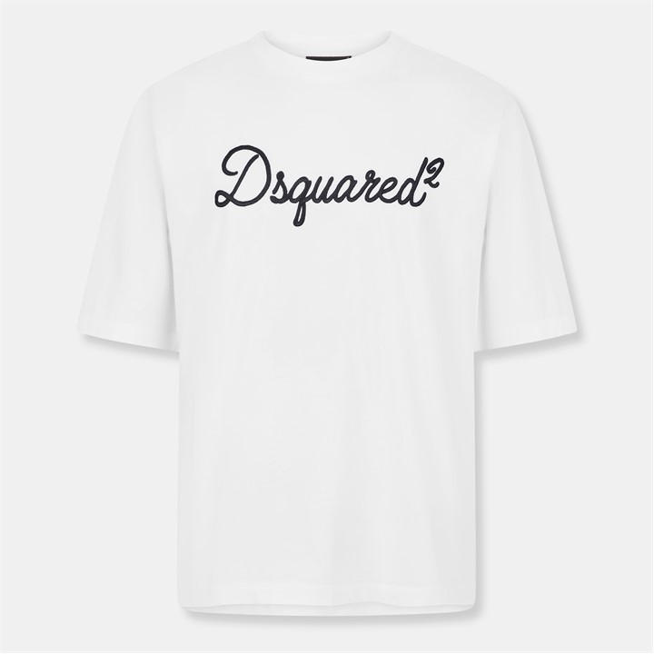 Dsquared2 Men's White Dsq Big Signature Oversized T-Shirt in Size M, Sports Direct