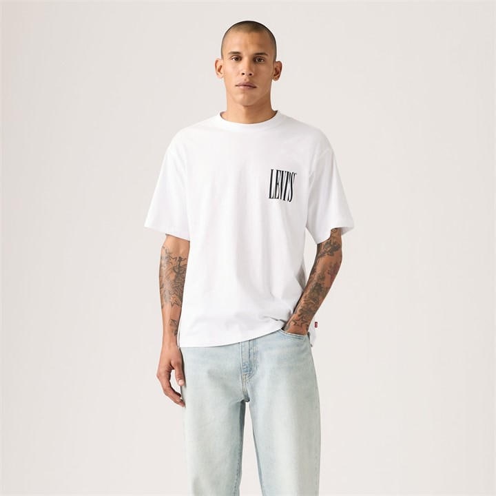 Levis Men' White Vintage Graphic Cowboy T-Shirt in Size S, Sports Direct