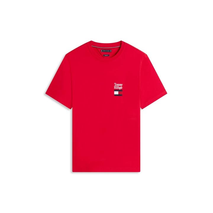 Tommy Hilfiger Men's Red Stack Flag T-Shirt in Size M, Sports Direct