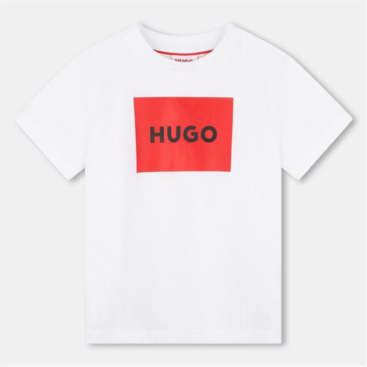 Hugo  Kids White Big Logo Cotton Short Sleeve T-Shirt in Size 14 - 16 Years, Sports Direct