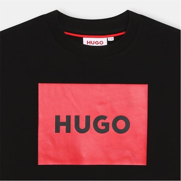 Black 09B - HUGO - Unisex Kids Big Logo Cotton Short Sleeve T-Shirt