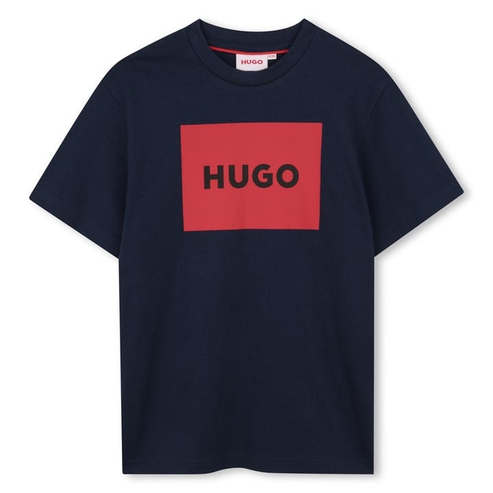Hugo  Kids Blue Big Logo Cotton Short Sleeve T-Shirt in Size 5 - 6 Years, Sports Direct