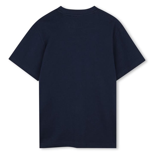 Navy Blue - HUGO - Unisex Kids Big Logo Cotton Short Sleeve T-Shirt