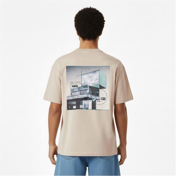 Light Grey 070 - Boss - BOSS ORANGE Cotton-jersey T-shirt with Printed Brutalism Artwork