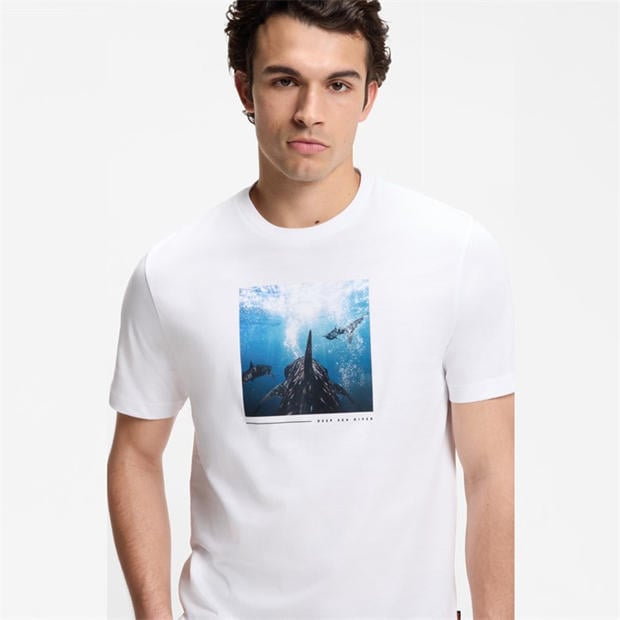 White 101 - Boss - Mens BOSS ORANGE Graphic Creature Short Sleeve T-Shirt