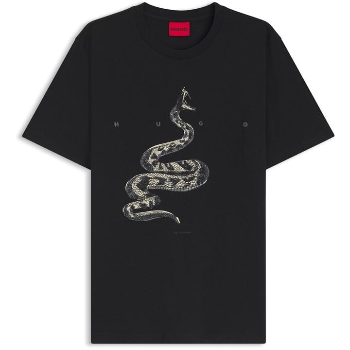 Hugo Men's Black Cotton-Jersey T-Shirt With Spaced-Out Logo in Size 2XL, Sports Direct