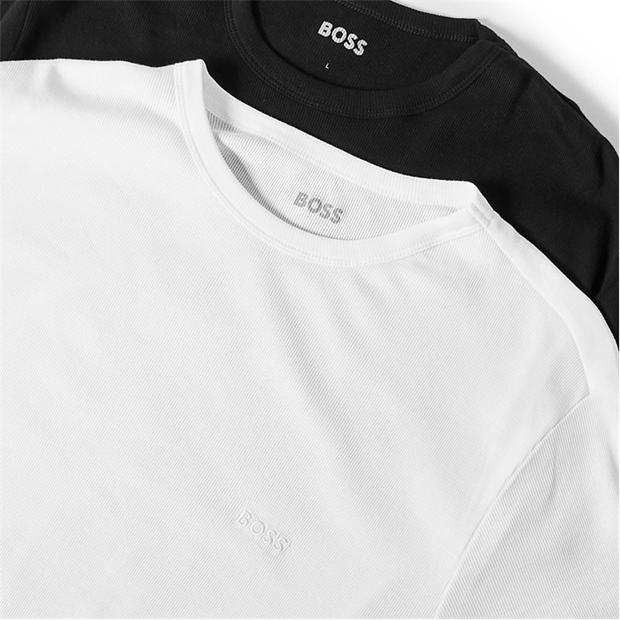 Wht/Blk 980 - Boss - Mens BOSS Bodywear 2 Pack Short Sleeve T-Shirts with Logo Detail