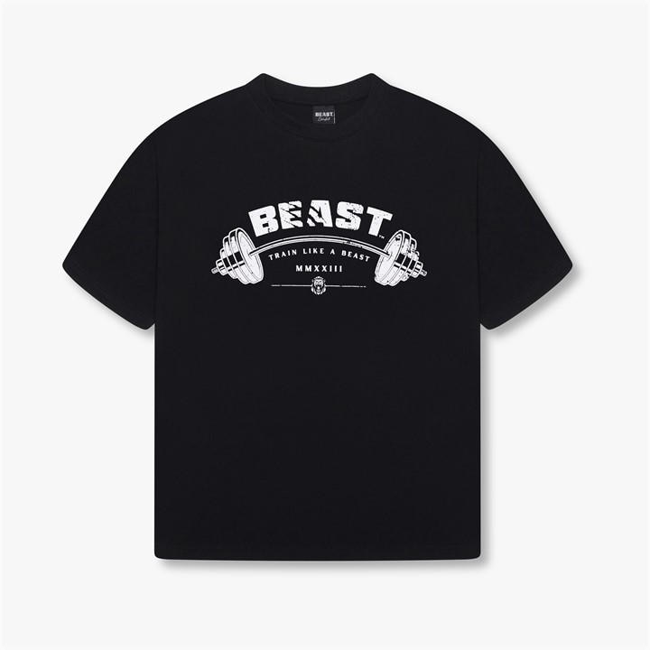 Beast Men' Black Barbell T-Shirt in Size S, Sports Direct