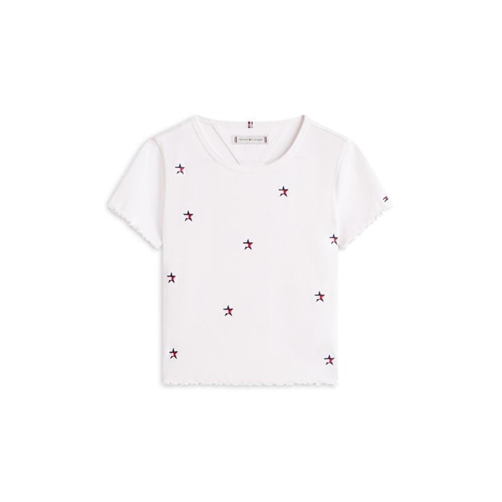 Tommy Hilfiger Girls White Kids' T-Shirt in Size L, Sports Direct
