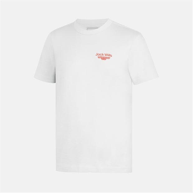 White - Jack Wills - Men's Staple Cotton Short Sleeve Crew Neck T-Shirt