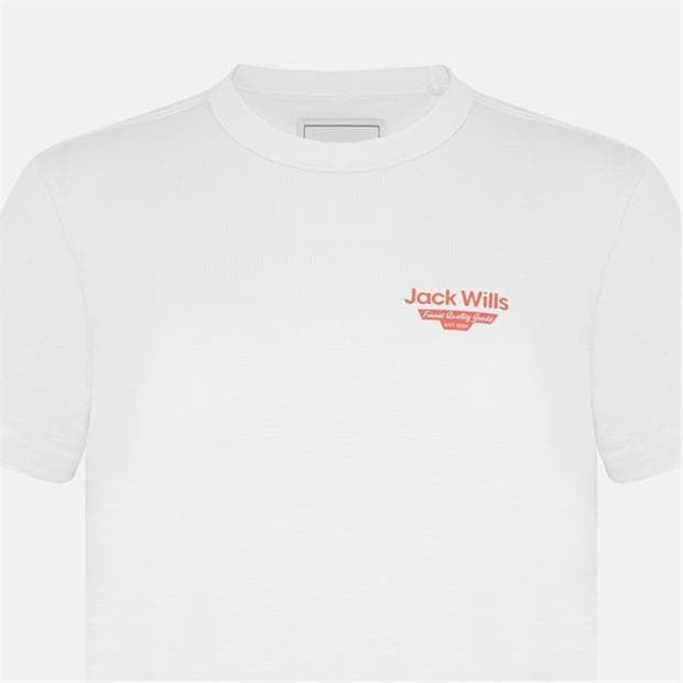 White - Jack Wills - Men's Staple Cotton Short Sleeve Crew Neck T-Shirt