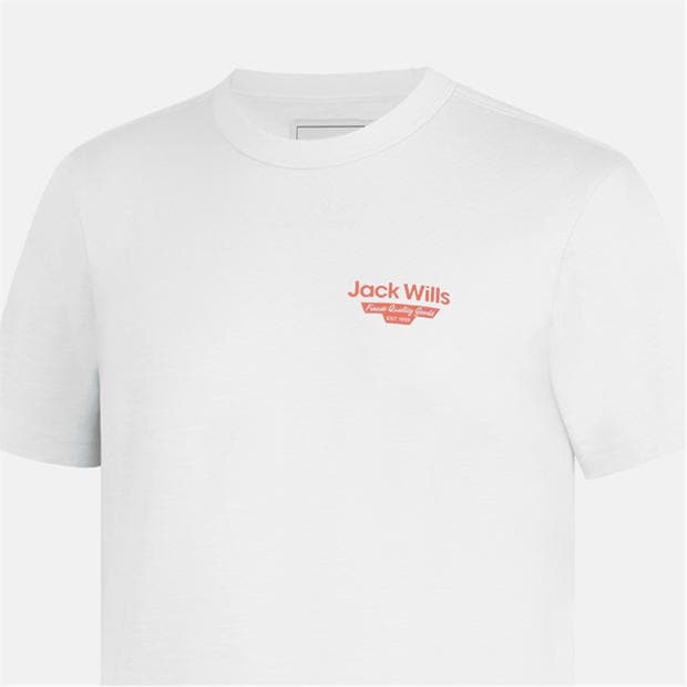 White - Jack Wills - Men's Staple Cotton Short Sleeve Crew Neck T-Shirt
