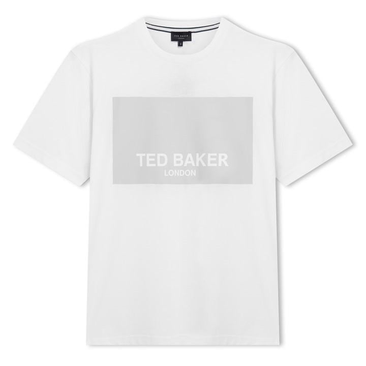 Ted Baker Men's White Ss Box Graphic Logo Tee in Size 2XL, Sports Direct