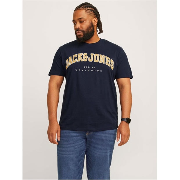 Navy Blazer - Jack and Jones - Men's Varsity Logo Plus Size T-Shirt