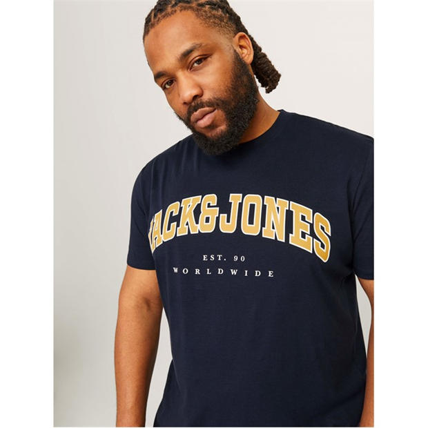 Navy Blazer - Jack and Jones - Men's Varsity Logo Plus Size T-Shirt