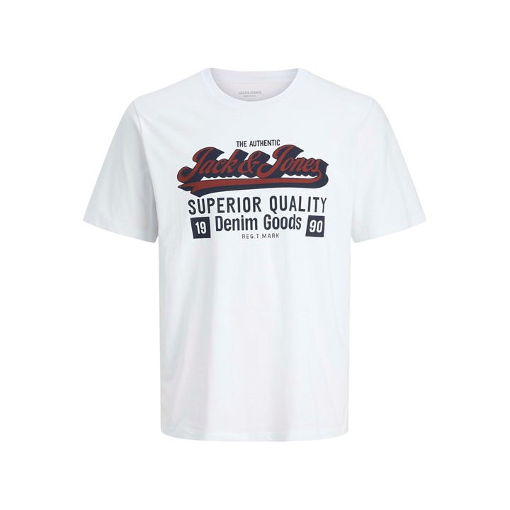 Jack And Jones Men's White Colour Logo T-Shirt Plus Size in Size 3XL, Sports Direct