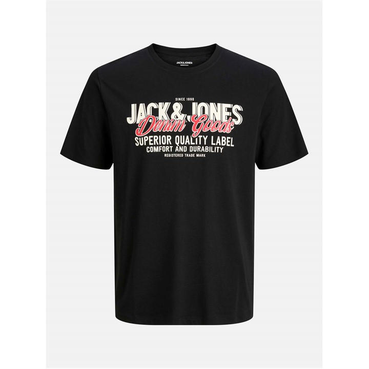 Jack And Jones Men's Black Colour Logo T-Shirt Plus Size in Size 3XL, Sports Direct