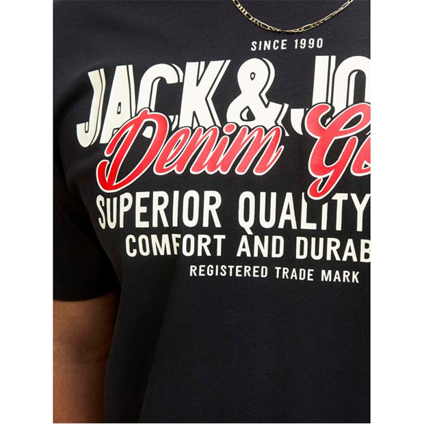 Black - Jack and Jones - Colour Logo T-Shirt Mens Plus Size