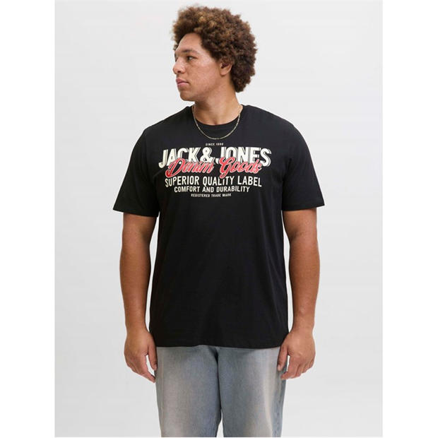 Black - Jack and Jones - Colour Logo T-Shirt Mens Plus Size