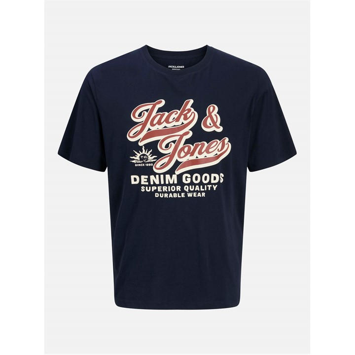Jack And Jones Men's Blue Colour Logo T-Shirt Plus Size in Size 3XL, Sports Direct