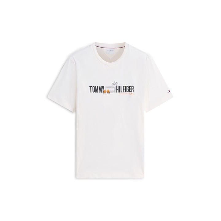 Tommy Hilfiger Men' Cream T-Shirt in Size S, Sports Direct