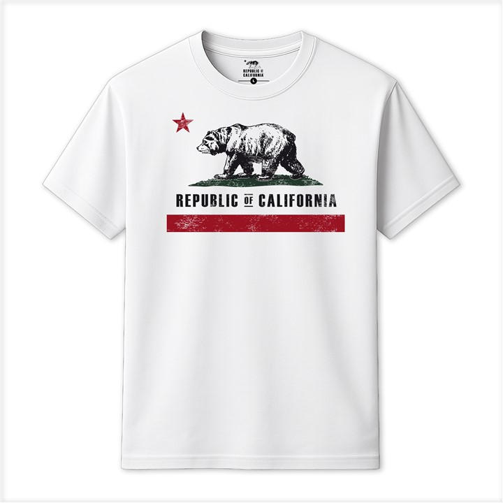 Republic Of California Men' White Old Flag T-Shirt in Size S, Sports Direct