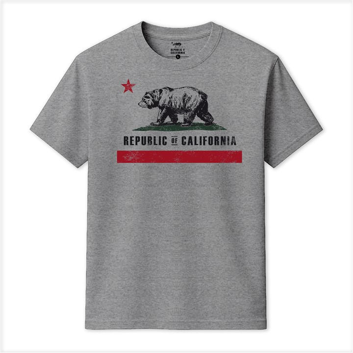 Republic Of California Men' Grey Old Flag T-Shirt in Size S, Sports Direct