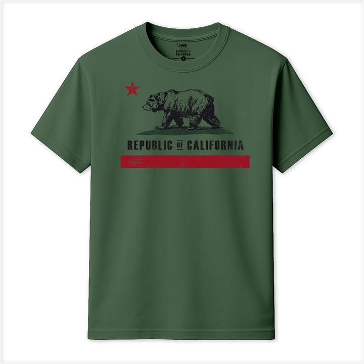 Republic Of California Men' Green Old Flag T-Shirt in Size S, Sports Direct