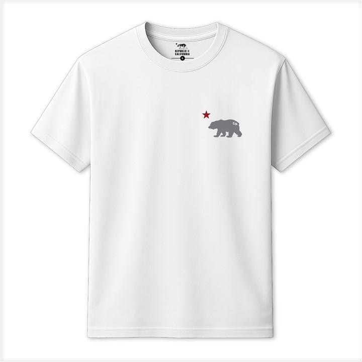 Republic Of California Men' White Cali Bear T-Shirt in Size S, Sports Direct