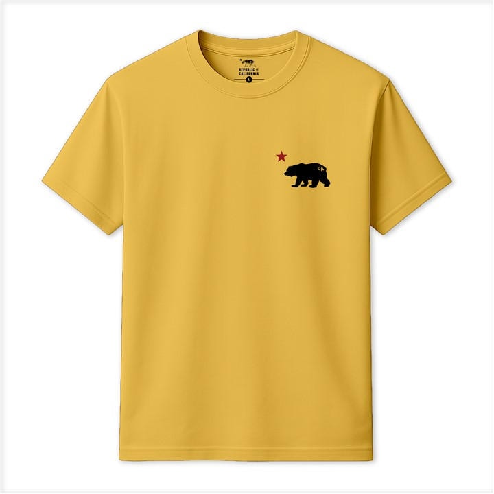 Republic Of California Men' Yellow Cali Bear T-Shirt in Size S, Sports Direct