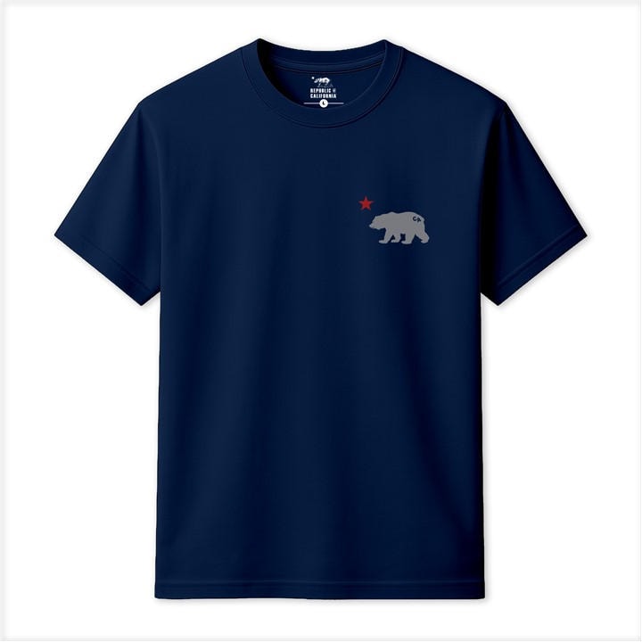 Republic Of California Men' Blue Cali Bear T-Shirt in Size S, Sports Direct
