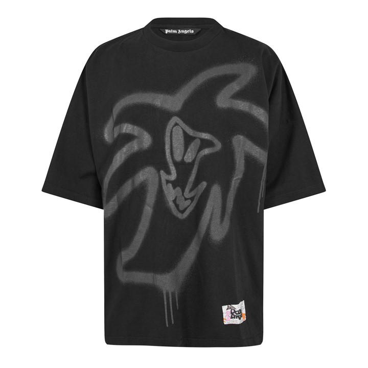 Palm Angels Men's Black Palm Heart Loose T