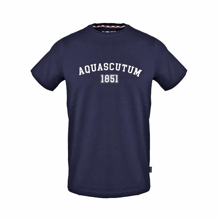 Aquascutum - Men's T-Shirt - Short Sleeve - Crew Neck - Navy - Large - Image 2