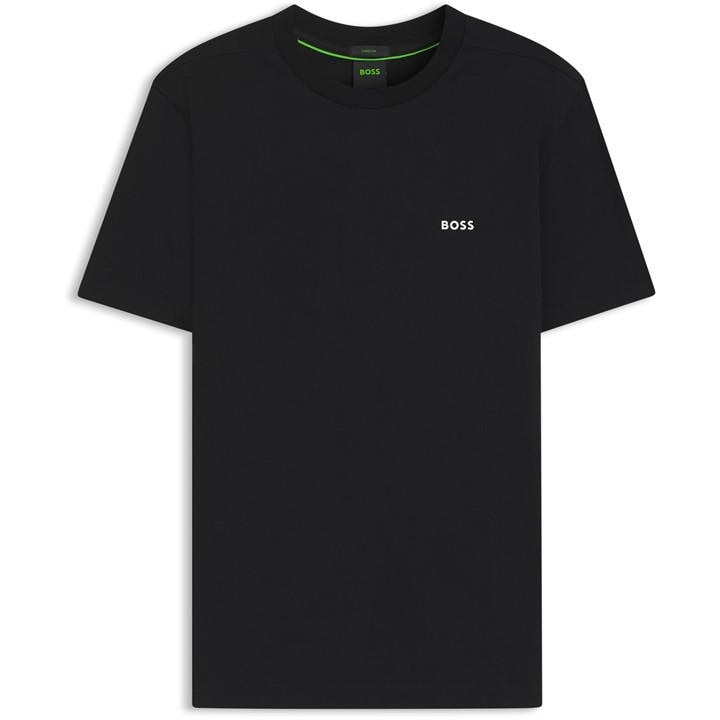 Boss Men's Black Green T-Shirt With Logo Design Stretch Cotton in Size XL, Sports Direct