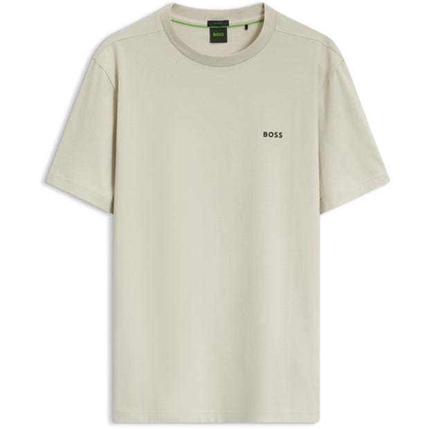 Light Beige - Boss - Mens BOSS GREEN T-Shirt with Logo Design Stretch Cotton